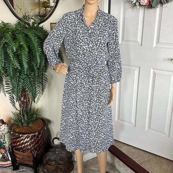 Brand New Lauren Ralph Lauren Paisley Floral 3/4 Sleeve Button Up Collared Dress - Picture 1 of 13